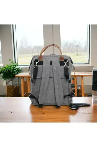 6-Piece Newborn Set (HOSPITAL OUTFIT, BABY CARE SHOULDER AND BACKPACK, BLANKET, SOCKS, HANDKERCHIEF SET)-Gray - 5