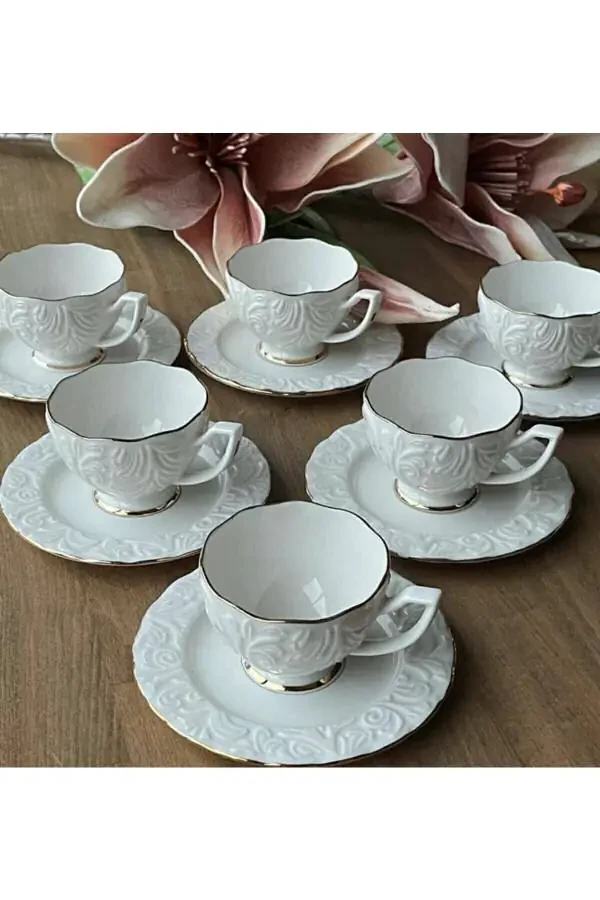 6-Piece Porcelain Coffee Cup Set - 1