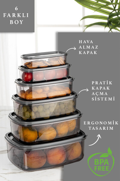 6 Piece Rectangular Sweet Clear Storage Container Set - Platinum Series - MELENI HOME (1)