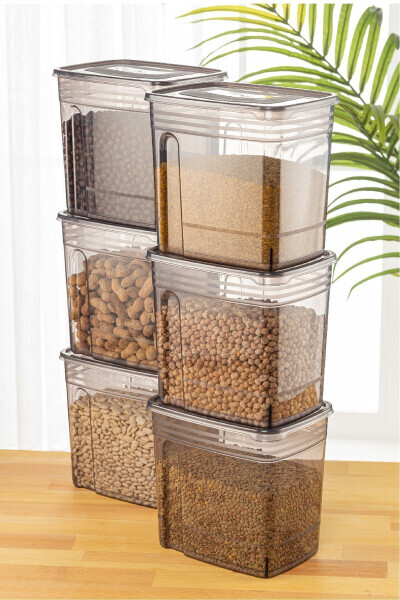 6-Piece Set 5.5 Liter Strip Mega Boy Food Storage Container Anthracite - VIENEV (1)