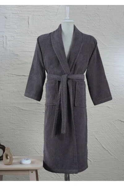 6-Piece Terry Bathrobe Set 100% Cotton Certified, Ultra Absorbent Family Bath Set White - Anthracite - 6