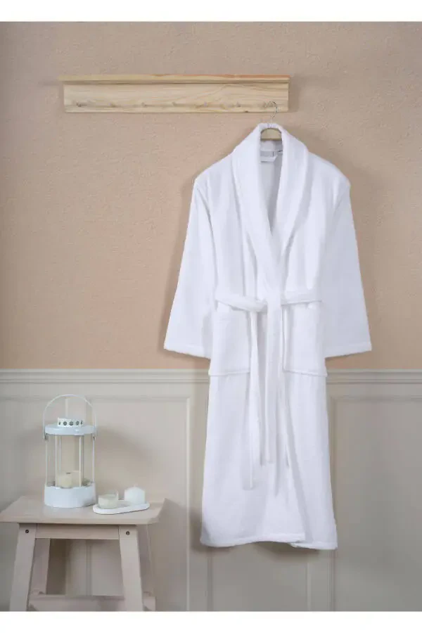 6-Piece Terry Bathrobe Set 100% Cotton Certified, Ultra Absorbent Family Bath Set White - Anthracite - 7