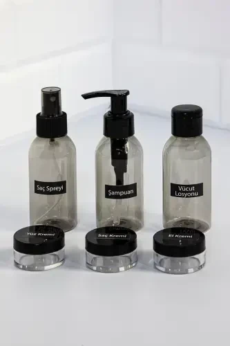 6-Piece Travel Makeup Bag and Smoke Bottle 100ml Travel Kit-Smoke - HOMENCE (1)