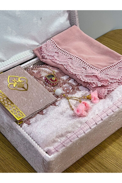 6-piece velvet prayer rug set, dowry chest with bride and groom set 