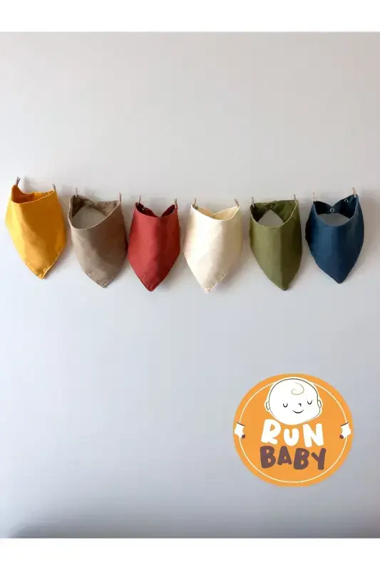 (6 Pieces) %100 Cotton Muslin Fabric Two-Snap Baby Bib & Scarf - RUNBABY