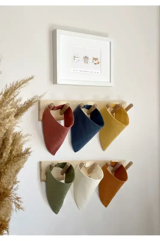 6 Pieces %100 Organic Cotton Double Layered Two Snaps Muslin Baby Scarf & Bib - 3BABY