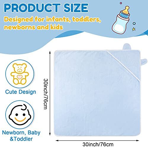 6 Pieces Baby Bath Towels 30 x 30 Inch Hooded Baby Towel Hooded Bath Blanket Absorbent Coral Fleece Hooded Baby Bath Shower Towel Gifts for Toddler Infant Newborn Shower Gift Supplies (Multicolor) - 8