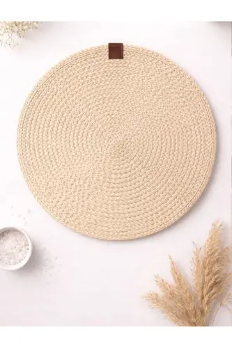 6 Pieces Cream Color Handmade Placemats Stain Resistant American Service-Cream - TRENDEV (1)