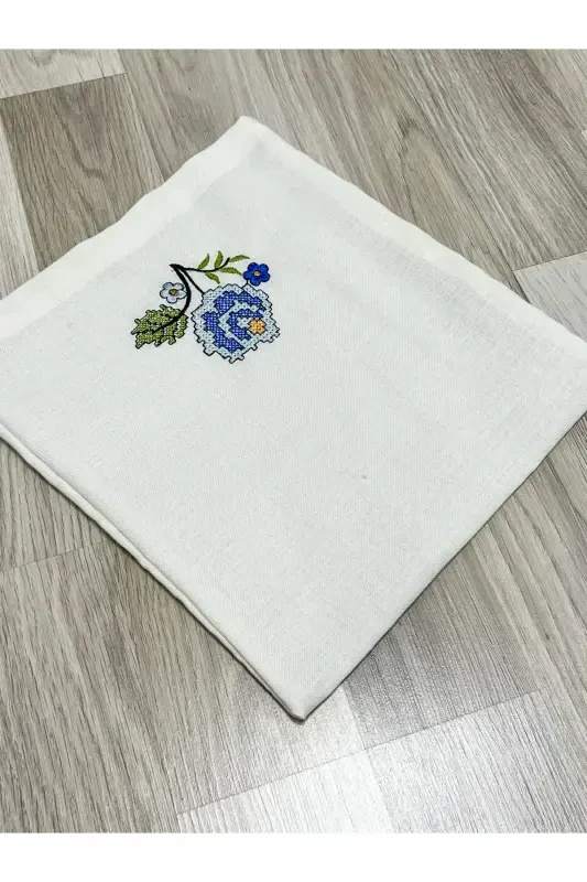 6 Pieces Cream Etamine Embroidered Prayer Rug Set for Bridal Dowry - 5