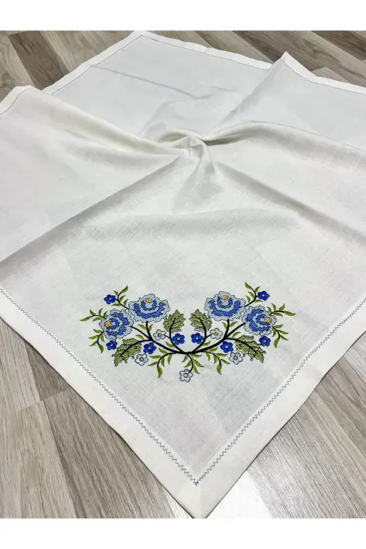 6 Pieces Cream Etamine Embroidered Prayer Rug Set for Bridal Dowry - 6