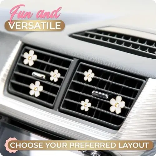 6 Pieces Daisy Car Decoration Flower Air Vent Clip Air Conditioning Outlet Clip Air Freshener Clip Car Interior Decor Charm Colorful Interior Accessories for Girls Women - 4