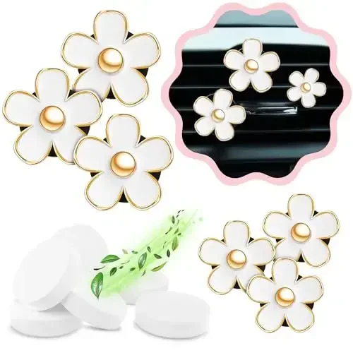 6 Pieces Daisy Car Decoration Flower Air Vent Clip Air Conditioning Outlet Clip Air Freshener Clip Car Interior Decor Charm Colorful Interior Accessories for Girls Women - ZADIN