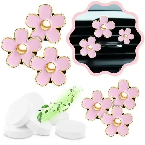 6 Pieces Daisy Car Decoration Flower Air Vent Clip Air Conditioning Outlet Clip Car Air Freshener Clip Car Interior Decor Charm Colorful Interior Accessories for Girls Women - ZADIN