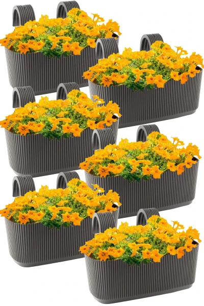 6 Pieces Karasu Plastic Pera Hanging Balcony Planters (With Plastic Clips) - TEMMUZ HOME