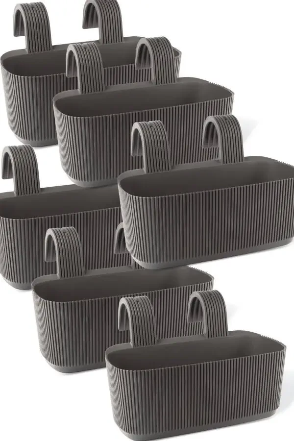 6 Pieces Karasu Plastic Pera Hanging Balcony Planters (With Plastic Clips) - 3