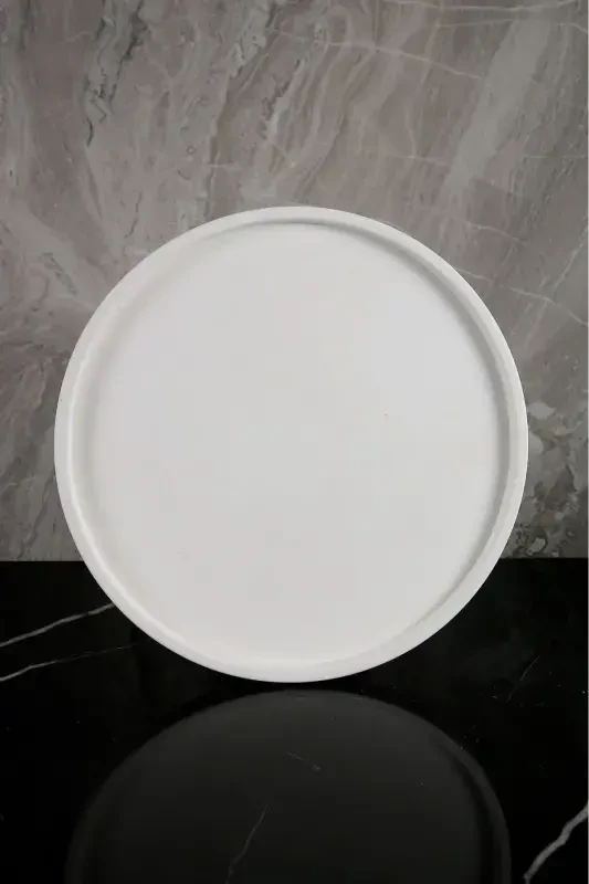 6 Pieces Marble Patterned Concrete Bathroom Set Solid Liquid Soap Dispenser Toothbrush Holder Towel Holder Incense Holder Tray-White - 2