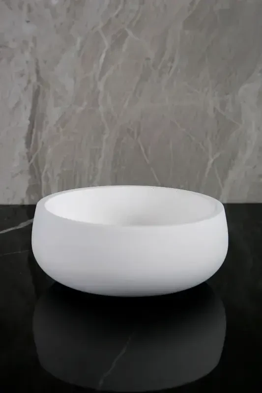 6 Pieces Marble Patterned Concrete Bathroom Set Solid Liquid Soap Dispenser Toothbrush Holder Towel Holder Incense Holder Tray-White - 4