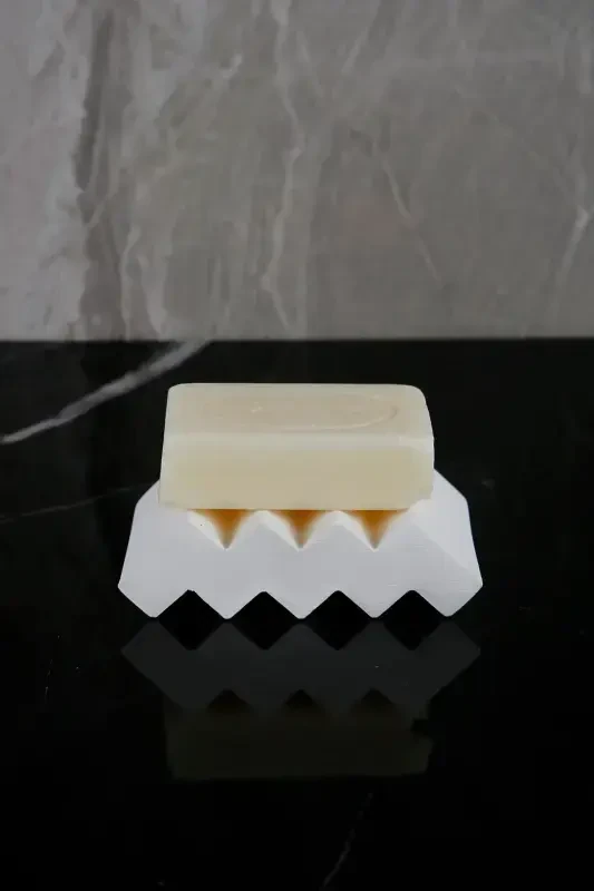 6 Pieces Marble Patterned Concrete Bathroom Set Solid Liquid Soap Dispenser Toothbrush Holder Towel Holder Incense Holder Tray-White - 5