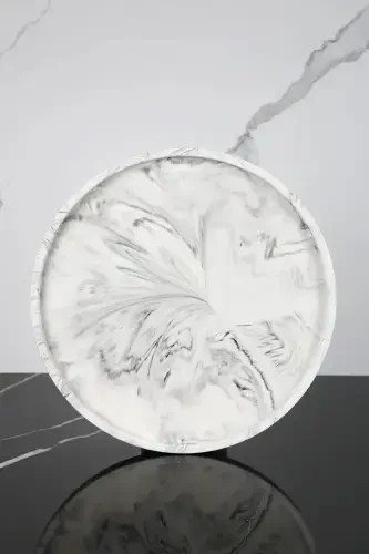 6 Pieces Marble Patterned Decorative Concrete Bathroom Set-Black White - BETONMALL (1)