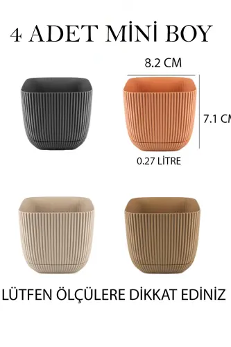 6 Pieces Mini 6 Multicolored Coral Square Pot Set 6 Pieces - TEMMUZ HOME (1)