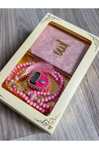 6 Pieces of Yaseen Book Rosary and Stone Zikirmatik Set for Bridal Shower Gift-Powder - AYHANHOME (1)