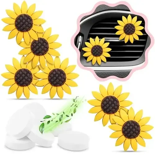 6 Pieces Sunflower Air Vent Clip Car Air Freshener Sunflower Car Accessories Cute Car Air Freshener Sunflowers Gift Decorations Girasoles Car Clip Interior Air Vent Decorations - 1
