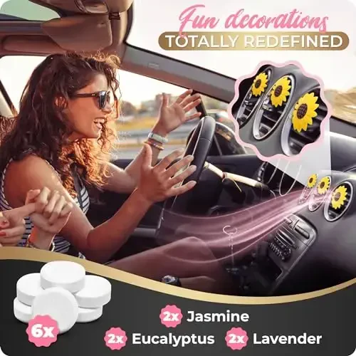 6 Pieces Sunflower Air Vent Clip Car Air Freshener Sunflower Car Accessories Cute Car Air Freshener Sunflowers Gift Decorations Girasoles Car Clip Interior Air Vent Decorations - ZADIN (1)