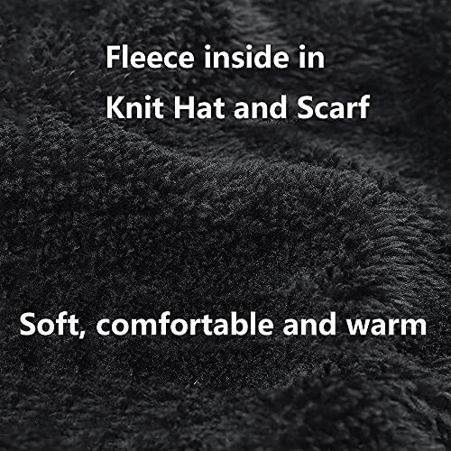 6 Pieces Winter Beanie Hat Scarf Gloves Set for Men Women, Knit Skull Cap Winter Hat Touchscreen Gloves Neck Warmer Set - 5