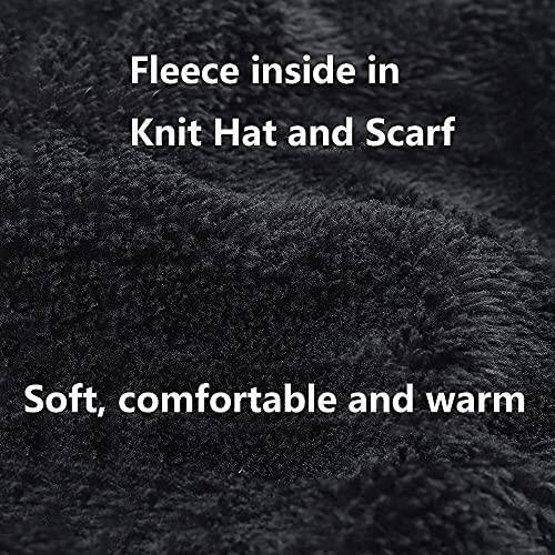 6 Pieces Winter Beanie Hat Scarf Gloves Set for Men Women, Knit Skull Cap Winter Hat Touchscreen Gloves Neck Warmer Set - 5