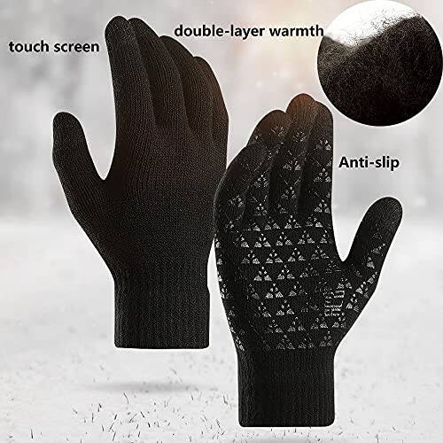 6 Pieces Winter Beanie Hat Scarf Gloves Set for Men Women, Knit Skull Cap Winter Hat Touchscreen Gloves Neck Warmer Set - 6