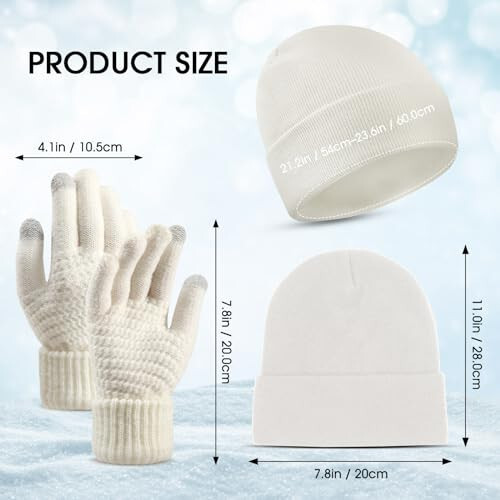 6 Pieces Women Knit Beanie Hats Touchscreen Gloves Set for Winter Cute Hats Soft Skull Cap Gifts for Christmas - 2