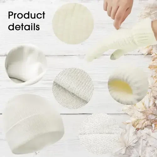 6 Pieces Women Knit Beanie Hats Touchscreen Gloves Set for Winter Cute Hats Soft Skull Cap Gifts for Christmas - 3