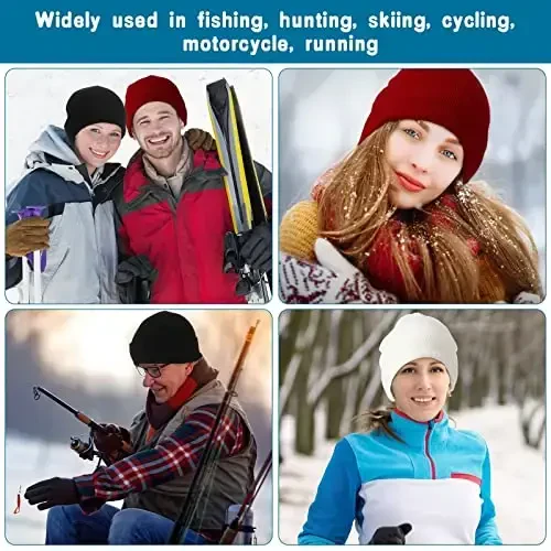 6 Pieces Women Knit Beanie Hats Touchscreen Gloves Set for Winter Cute Hats Soft Skull Cap Gifts for Christmas - 6