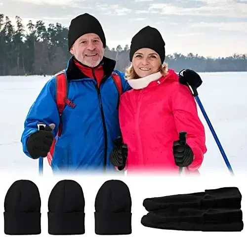 6 Pieces Women Knit Beanie Hats Touchscreen Gloves Set for Winter Cute Hats Soft Skull Cap Gifts for Christmas - 5