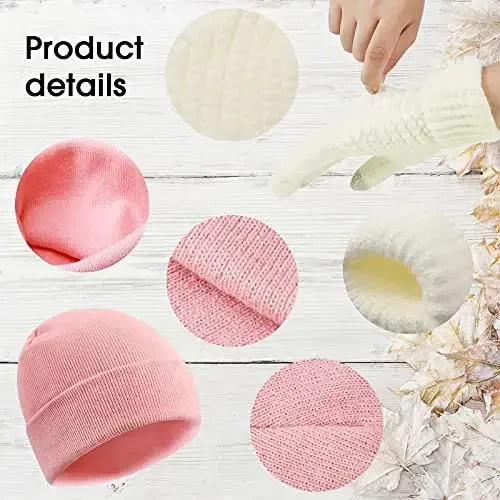6 Pieces Women Knit Beanie Hats Touchscreen Gloves Set for Winter Cute Hats Soft Skull Cap Gifts for Christmas - 3