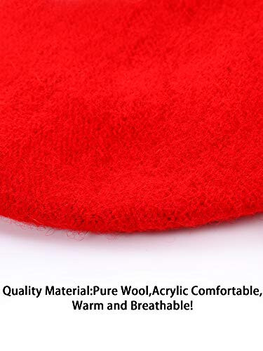 6 Pieces Wool Beret Hat Solid Color French Beanie Hat with Silky Scarf Brooch - 5