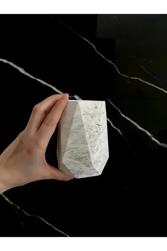 6 Предметный Декоративный Бетонный Набор для Ванной с Мраморным Узором - Зеленый - 4