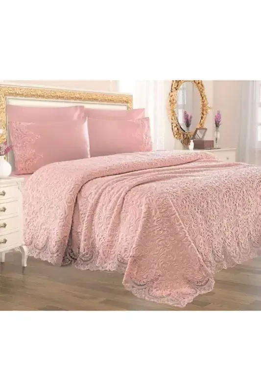 6 qismli adyol to'plami, upa rangi, fransuz krujevali markasi (QUTISIZ) - upa - 1