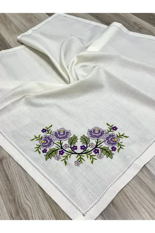 6 Qismli Etamin Kashtali Qutili Joynamoz To'plami Seplik Bo'xchali Kelin Kuyov Joynamoz Seti-Krem - 5