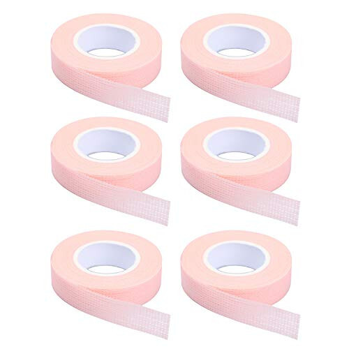 6 Rolls Eyelash Tape, Adhesive Fabric Eyelash Extension Tape, Breathable Micropore Fabric Tape for Eyelash Extension Supplies, 9 m/10 yard Each Roll (Pink) - 1