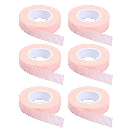 6 Rolls Eyelash Tape, Adhesive Fabric Eyelash Extension Tape, Breathable Micropore Fabric Tape for Eyelash Extension Supplies, 9 m/10 yard Each Roll (Pink) - 1