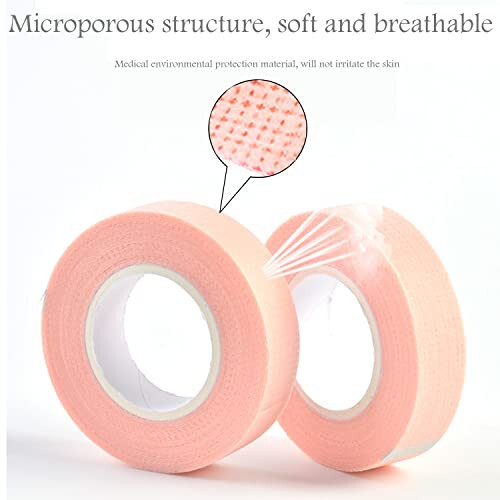 6 Rolls Eyelash Tape, Adhesive Fabric Eyelash Extension Tape, Breathable Micropore Fabric Tape for Eyelash Extension Supplies, 9 m/10 yard Each Roll (Pink) - 2