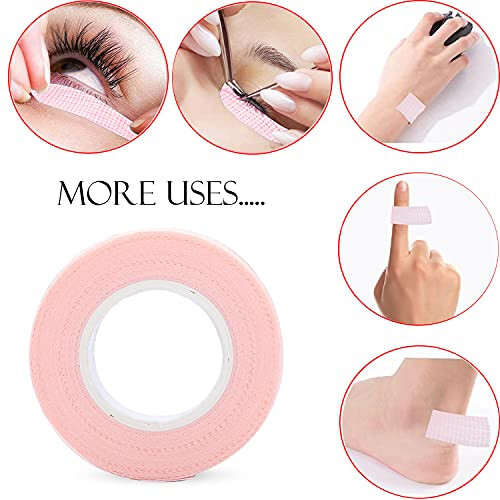 6 Rolls Eyelash Tape, Adhesive Fabric Eyelash Extension Tape, Breathable Micropore Fabric Tape for Eyelash Extension Supplies, 9 m/10 yard Each Roll (Pink) - 3