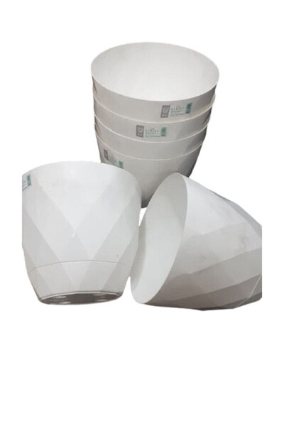 6 шт. 0,65 л Пластиковые горшки для цветов и кактусов Karasu белого цвета - TEMMUZ HOME (1)