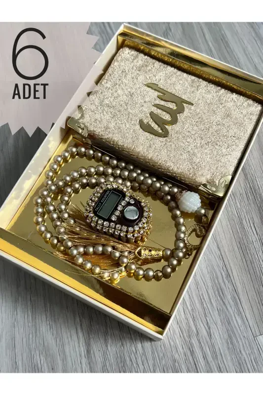 6 Шт. Подарочный Набор Ясин, Четки и Электронный Счетчик - Золотой - AYHANHOME