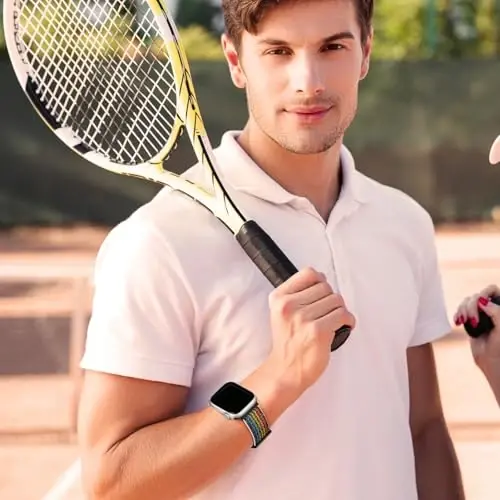 6 шт. Спортивный нейлоновый ремешок Loop, совместимый с ремешками Apple Watch 38 мм 40 мм 41 мм 42 мм 44 мм 45 мм 46 мм 49 мм для женщин и мужчин, регулируемые дышащие плетеные ремешки для iWatch Series 10/9/8/7/6/5/4/3/SE/Ultra - 5
