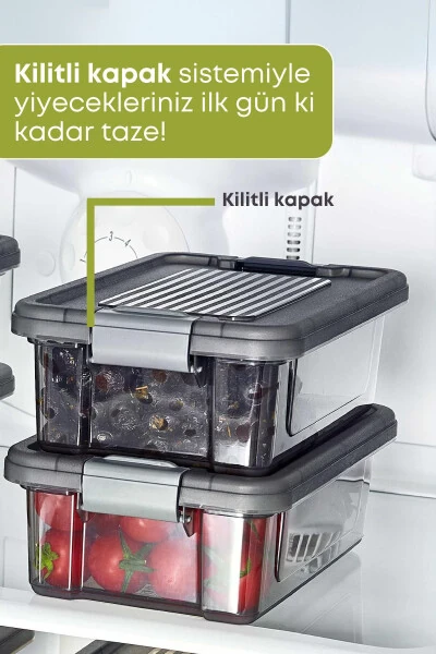 6 штук Контейнеров для хранения продуктов среднего размера с замком, органайзер для холодильника, 1,5 л - морозильная камера - GRİMOR Life (1)