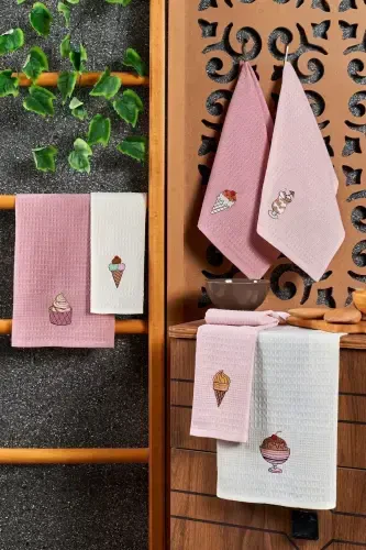 6 штук кухонных полотенец набор мороженого 40x60-бирюзовый - 1