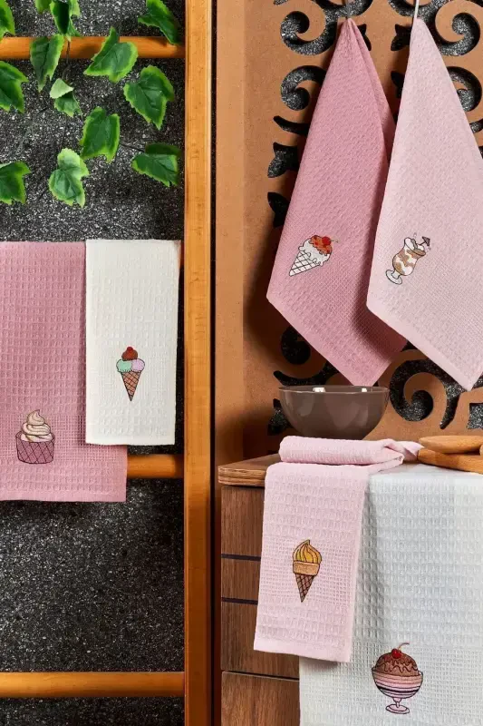 6 штук кухонных полотенец набор мороженого 40x60-бирюзовый - 2