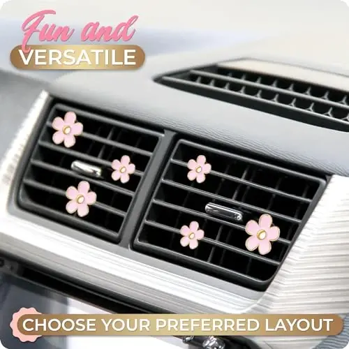 6 штук ромашки для украшения автомобиля, цветочный зажим для вентиляции воздуха, зажим для кондиционера, зажим для автомобильного освежителя воздуха, украшение для салона автомобиля, красочные аксессуары для интерьера для девочек и женщин - 4
